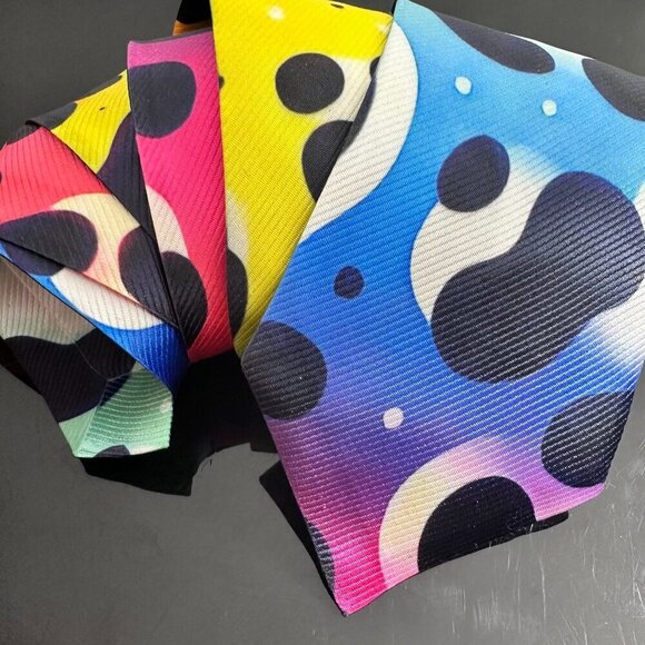 Tie Trippy Cheetah Leopard Rainbow Necktie Hippie Psychedelic Tie Dye Rave Gift - Picture 1 of 9